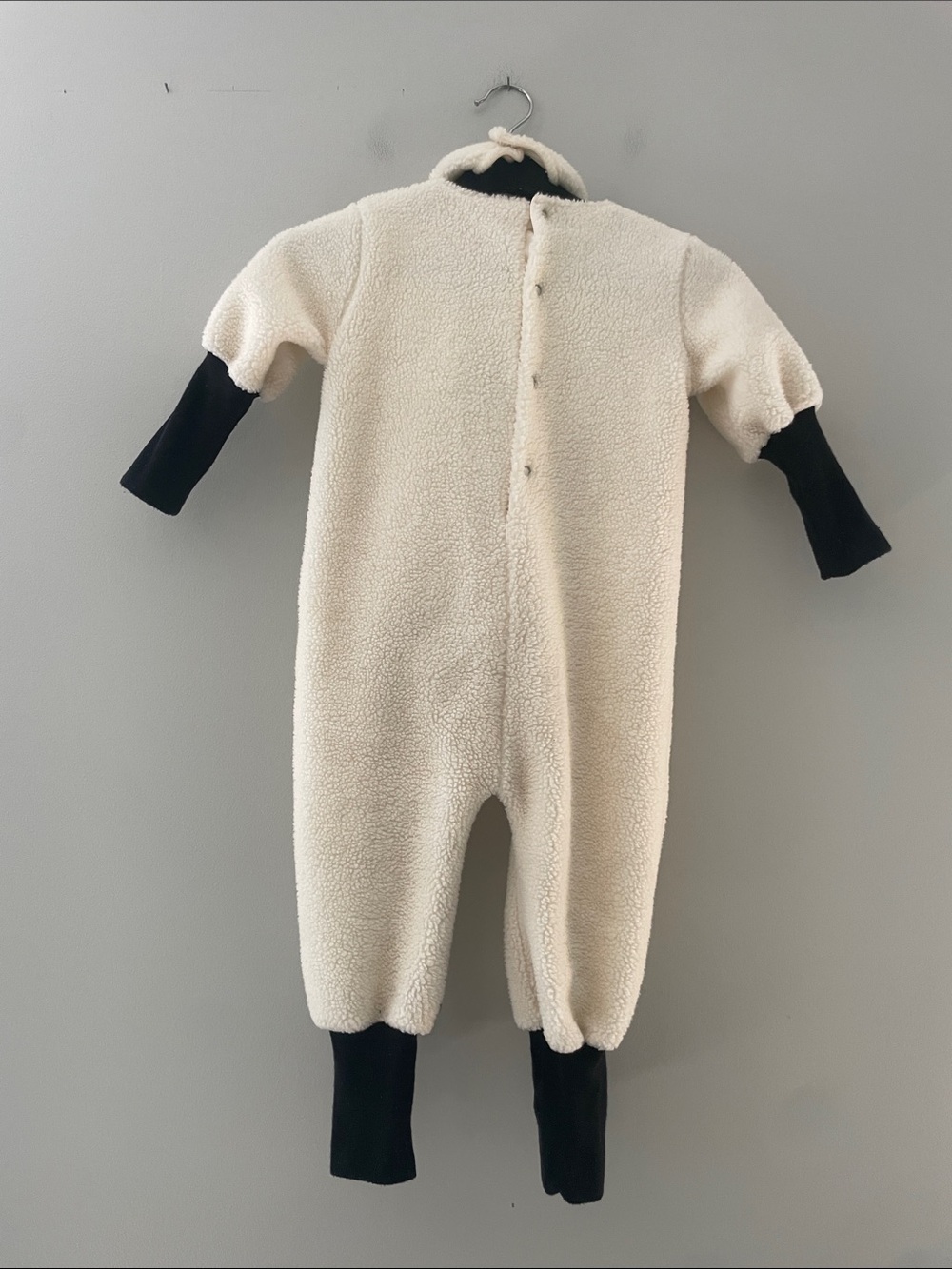 Cream Sherpa One-Piece Bodysuit with Black Cuffs for Kids